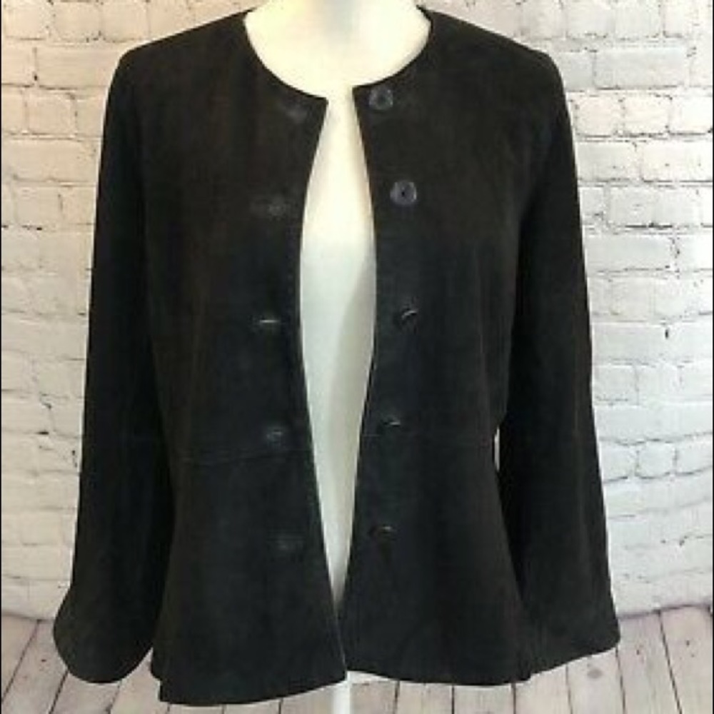 EILEEN FISHER 100% SUEDE LIGHTWEIGHT JACKET